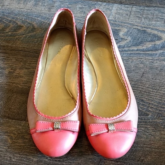 Coach Shoes - Coach Ballet flats! Orange + Nude w bow! Size 9